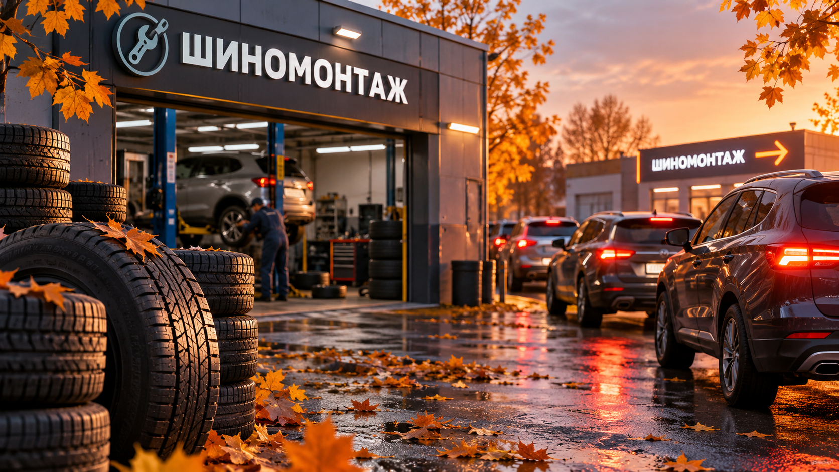 Октябрь, шиномонтаж и очередь, которая уходила к соседям